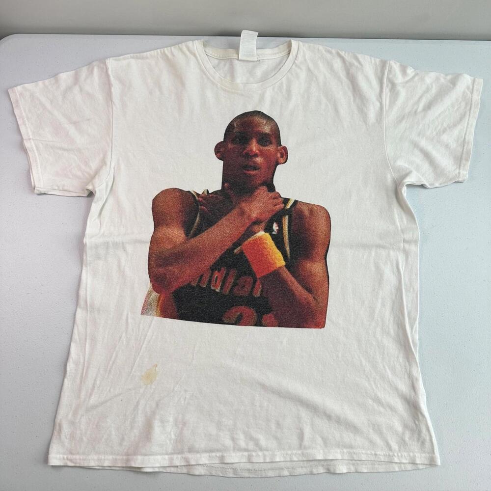 NBA Reggie Miller Shirt Mens Large White Indiana Pacers Playoffs Choke Tee